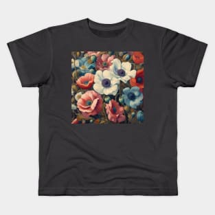 anemone and poppy flower pattern 7 Kids T-Shirt